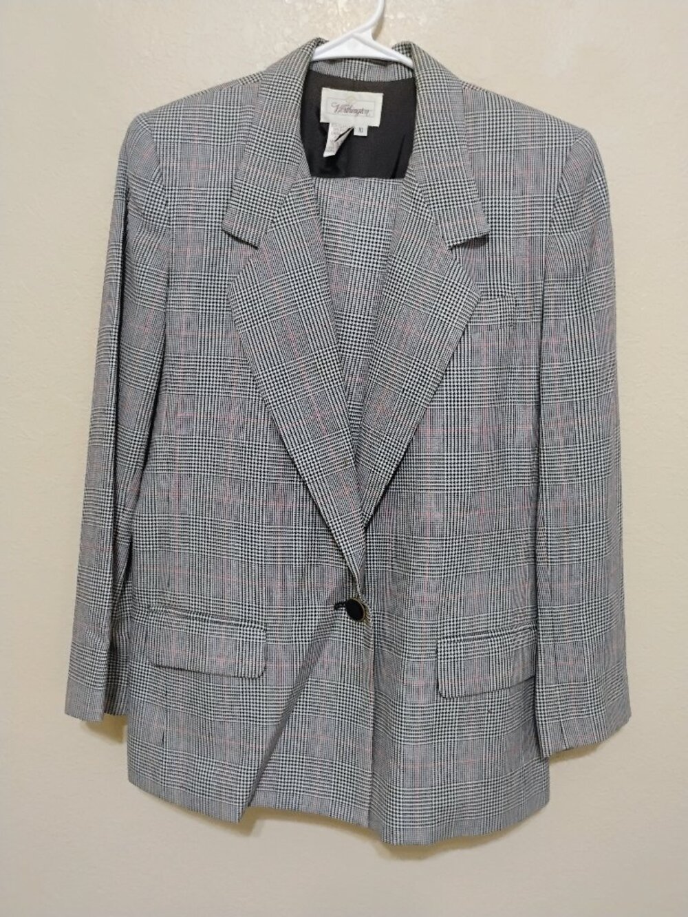 Worthington Size 10 Gray Plaid Skirt Suit Set Blazer Jacket